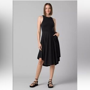 PrAna Hemp Cozy Up Bayjour Dress Black Dark Charcoal Pockets Size Medium